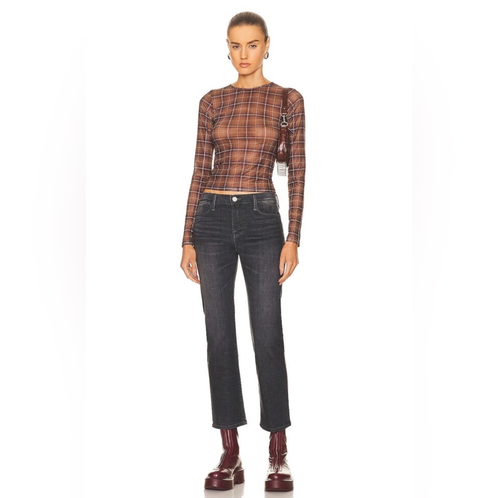 FRAME Le High Straight Jeans, Black Oak, size 26